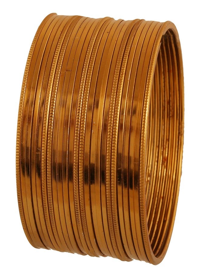 Touchstone NEW! Touchstone"2 Dozen Golden Bangle Collection" Beautiful Grain Work Plain Sober Thin Designer Jewelry Bracelets Bangle Set Of 24 In Gold Tone For Women. - Image 1