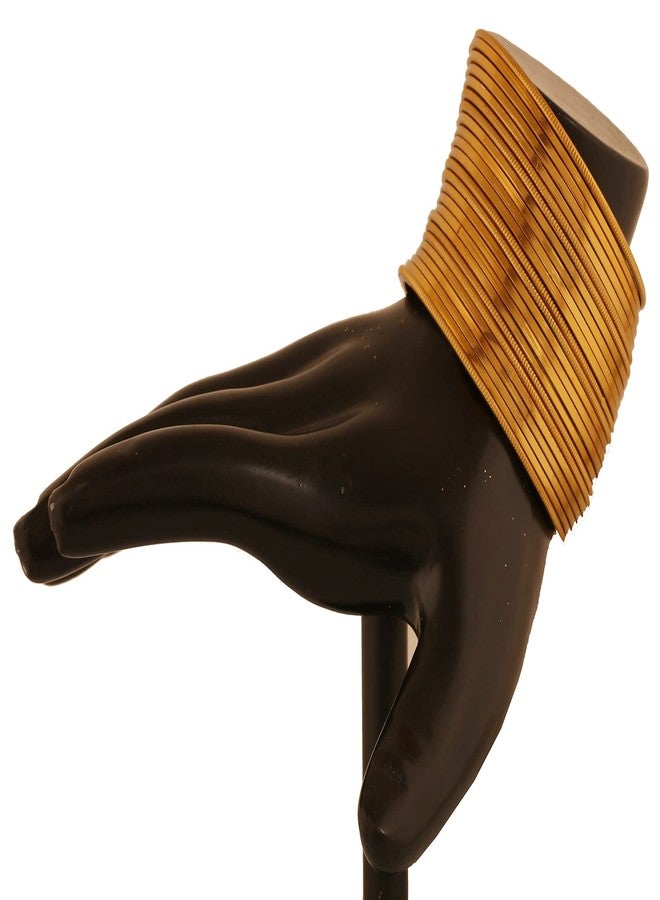 Touchstone NEW! Touchstone"2 Dozen Golden Bangle Collection" Beautiful Grain Work Plain Sober Thin Designer Jewelry Bracelets Bangle Set Of 24 In Gold Tone For Women. - Image 2