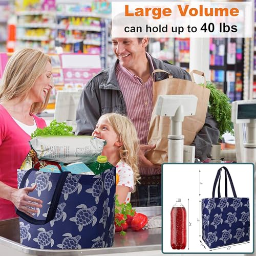 BeeGreen Animal Reusable Grocery Bags - W13*H13*D7 6 Packs Lightweight Shopping Totes with Long Handles, Water Resistant,Durable and Portable - Perfect for Groceries, Supermarket, Gifts, and More - Image 2