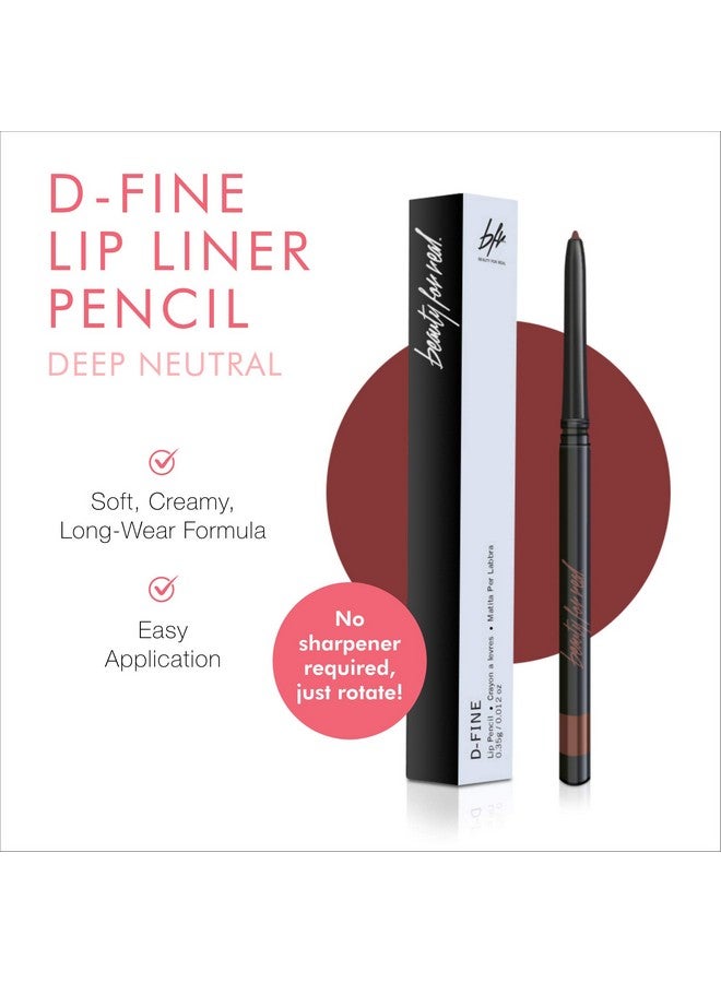Beauty For Real Beauty For Real D-Fine Lip Liner Pencil, Neutral Deep - Universal, Long-Wear Shade - Define, Enhance & Perfect Lip Shape - Creamy Texture for Easy Application - No Sharpener Required - 0.012 oz - Image 2