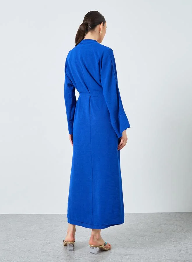 تايك تو Take Two Solid Open Front Abaya with Inner Sleeveless Dress