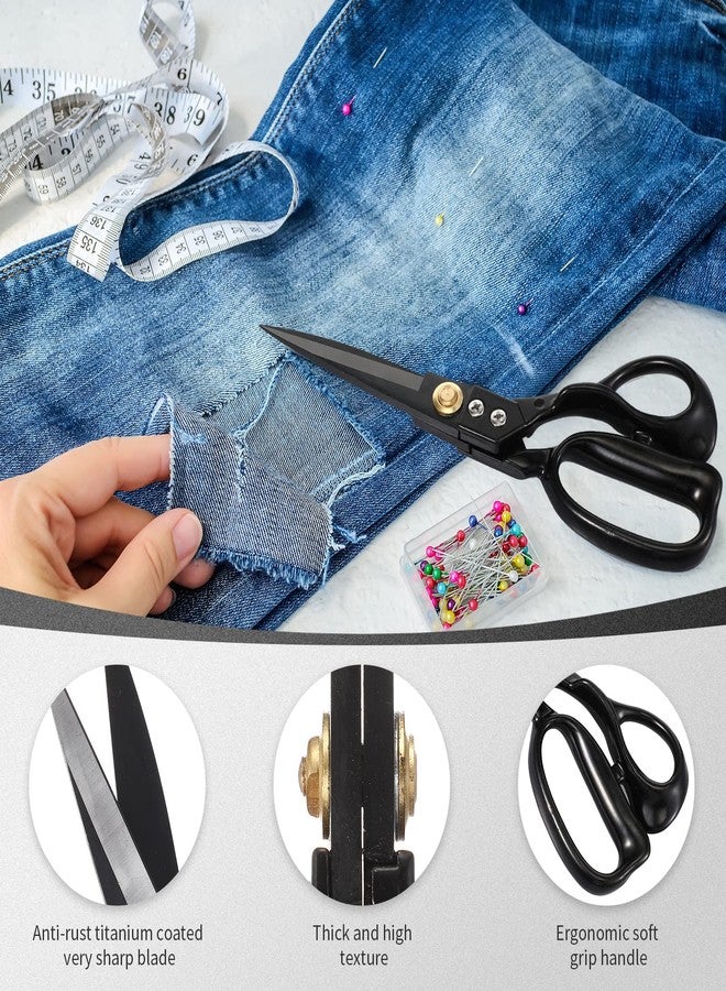 Lanties 9 Inch Fabric Scissors Tailor Sewing Shears for Fabric Cutting Heavy Duty Tailor Scissors for Quilting Sewing and Dressmaking with Tape Measure, Thread Snips, Seam Rippers (Black, Classic Style) - Image 4