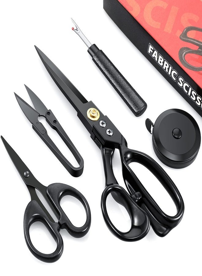 Lanties 9 Inch Fabric Scissors Tailor Sewing Shears for Fabric Cutting Heavy Duty Tailor Scissors for Quilting Sewing and Dressmaking with Tape Measure, Thread Snips, Seam Rippers (Black, Classic Style) - Image 1