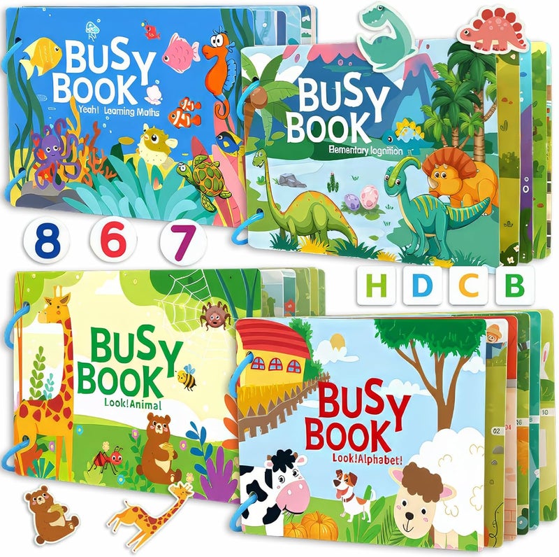 EYSOO Stickers Book 4 Pack Kids Stickers Busy Books for Toddlers Travel Toy for Preschool Boys Girls (A) - Image 1
