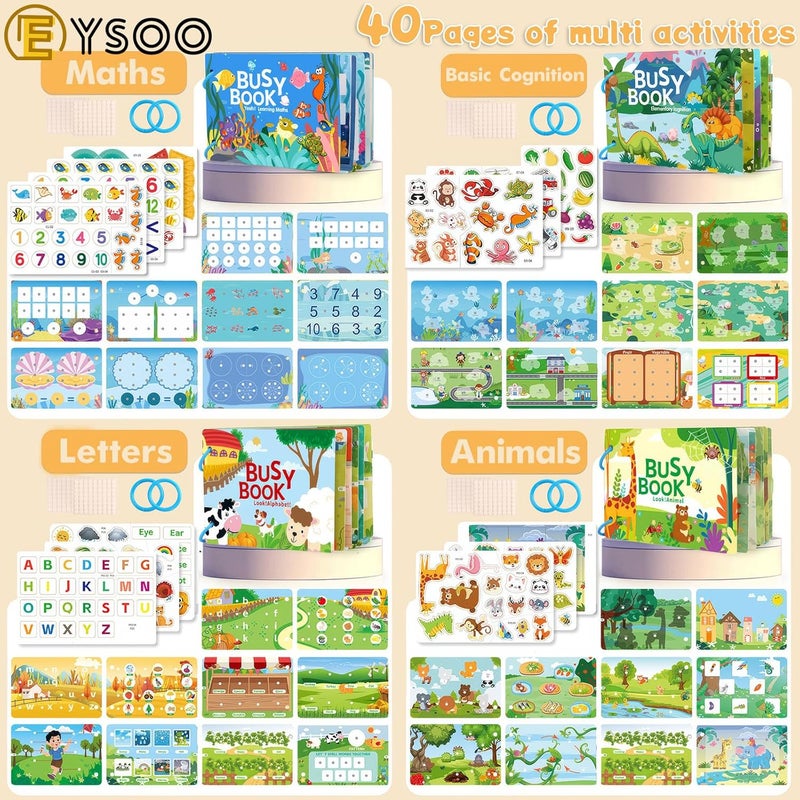 EYSOO Stickers Book 4 Pack Kids Stickers Busy Books for Toddlers Travel Toy for Preschool Boys Girls (A) - Image 2