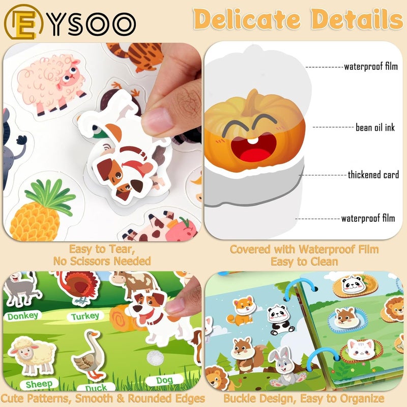 EYSOO Stickers Book 4 Pack Kids Stickers Busy Books for Toddlers Travel Toy for Preschool Boys Girls (A) - Image 5