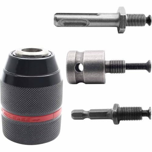 UPTODATETOOLS 13mm Keyless Metal Drill Chuck, with SDS-Plus Shank 1/4 Inch Hex Shank 1/2 Inch Impact Wrench Adapter - Image 1