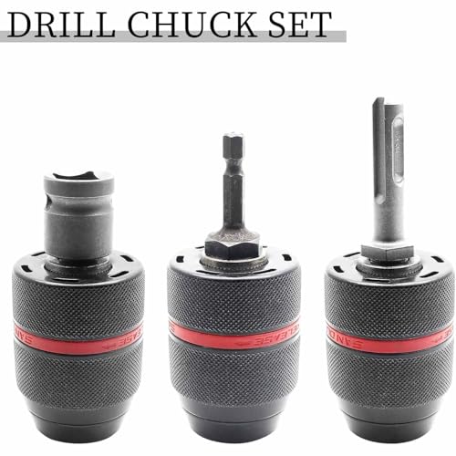 UPTODATETOOLS 13mm Keyless Metal Drill Chuck, with SDS-Plus Shank 1/4 Inch Hex Shank 1/2 Inch Impact Wrench Adapter - Image 4