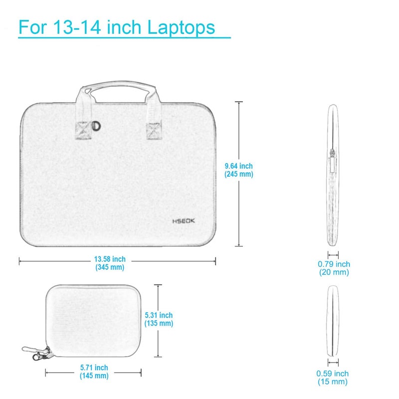Hseok Laptop Sleeve 14 inch Case with Small Case, Compatible with MacBook Neo 14, MacBook Pro 14 M5/M4/M3/M2/M1, XPS 14 and Most 14 inch Notebooks, Neoprene Computer Handbag,P01K01 - Image 3