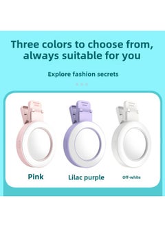 General Shuangzhu Professional Large Capacity Long Endurance Beauty Portable Pocket Mini Ring Rear Selfie Mobile Phone Light-Specifications:Upgraded Fill Light Selftime Mirror Creamy-white  - Image 5