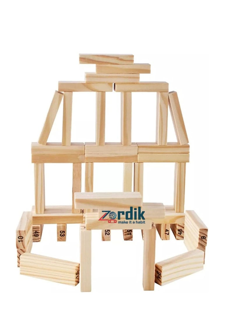 لعبة جينجا خشبية للأطفال والكبار – 54 قطعة – بلوكات خشبية ممتعة لتنمية التركيز والتوازن – مناسبة للحفلات والألعاب العائلية - Image 3