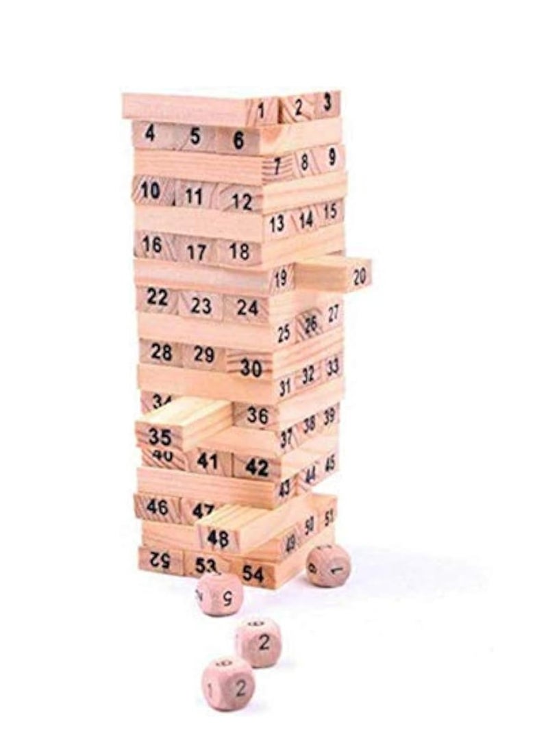 لعبة جينجا خشبية للأطفال والكبار – 54 قطعة – بلوكات خشبية ممتعة لتنمية التركيز والتوازن – مناسبة للحفلات والألعاب العائلية - Image 4