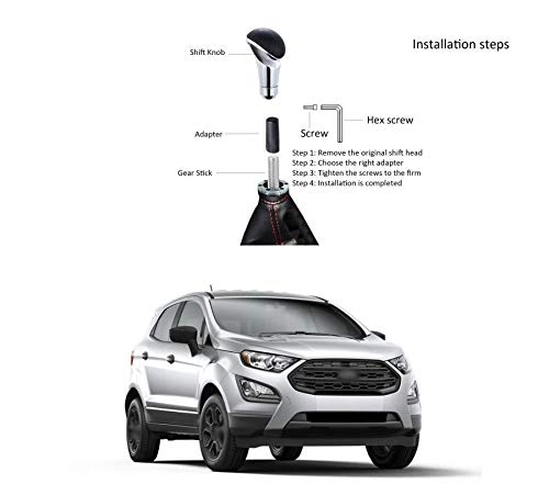 PRIKNIK Black Car Gear Shifter Lever Manual Modified Shifter Knob Handle Shift Lever Fit with 8mm 10mm 12mm Adapters Compatible with F-ord E-cosport - Image 4