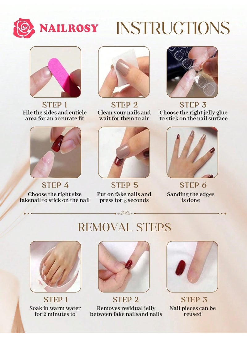 أظافر تركيب 10 قطع طويلة باللون الأبيض اللؤلؤي مزينة بكريستال - Image 4