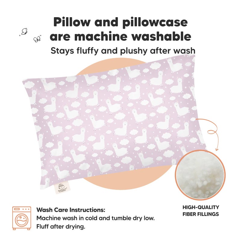 KeaBabies Toddler Pillow with Pillowcase - 13x18 My Little Dreamy Kids Travel Bed Pillows for Sleeping, Organic Cotton Small Pillowcase, Soft & Breathable, Machine Washable, Toddlers 2-5 years old (Alpacas) - Image 4
