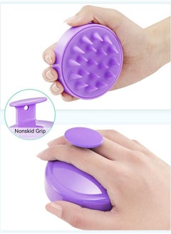 Heeta Hair Shampoo Brush, Scalp Care Hair Brush with Soft Silicone Scalp Massager (Purple)  - Image 2