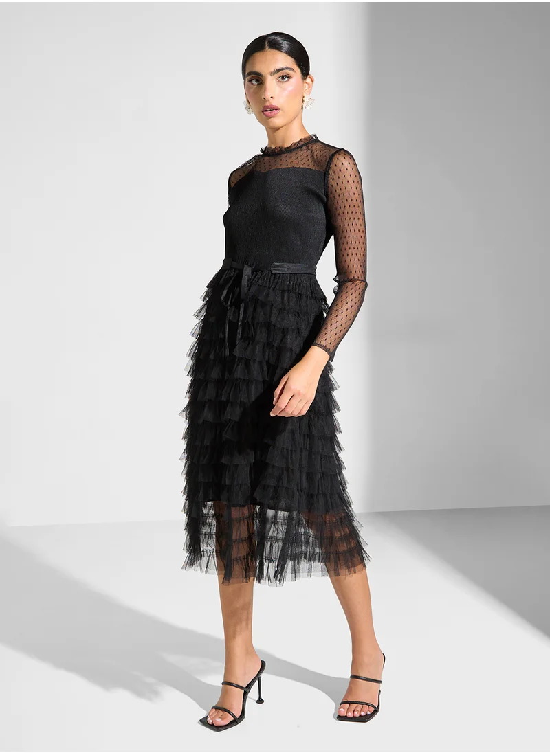 Ella Limited Edition Ruffled Tulle Midi Dress