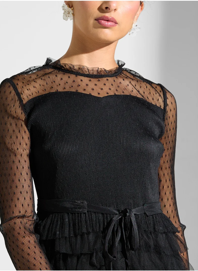 Ella Limited Edition Ruffled Tulle Midi Dress