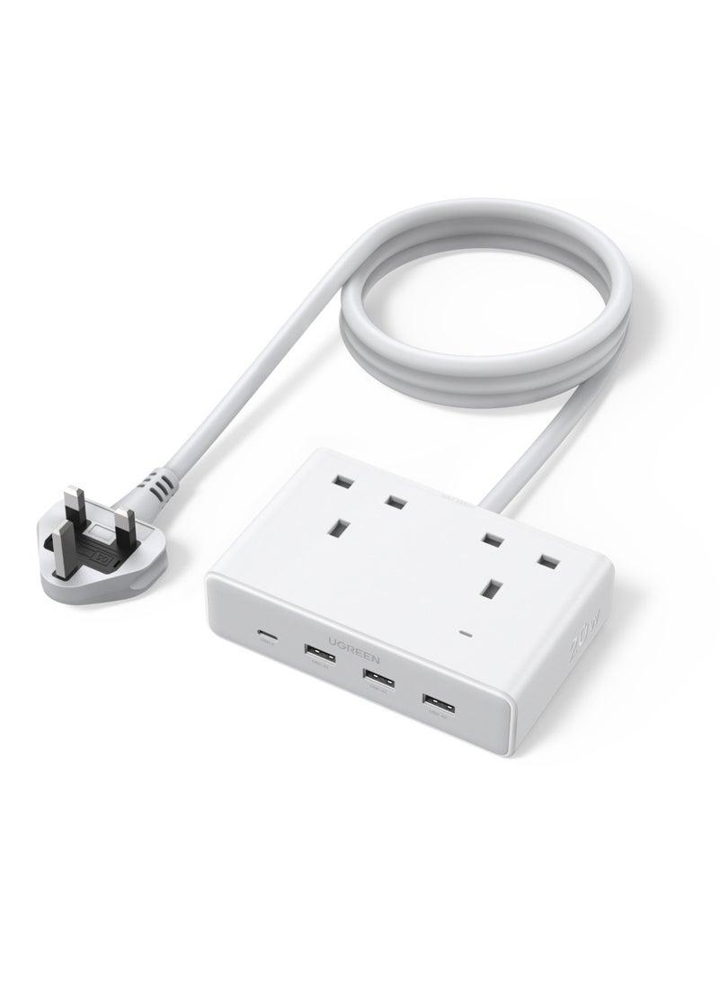 Ugreen 2990W Power Strip  Home Extension Plug With 2AC Ports 3A1C Fast USB Charger 20W With 1.5M Extension Cable Charging Station Space Saving Suitable for  Living Room Bed Room Kitchen Outdoor - Image 1