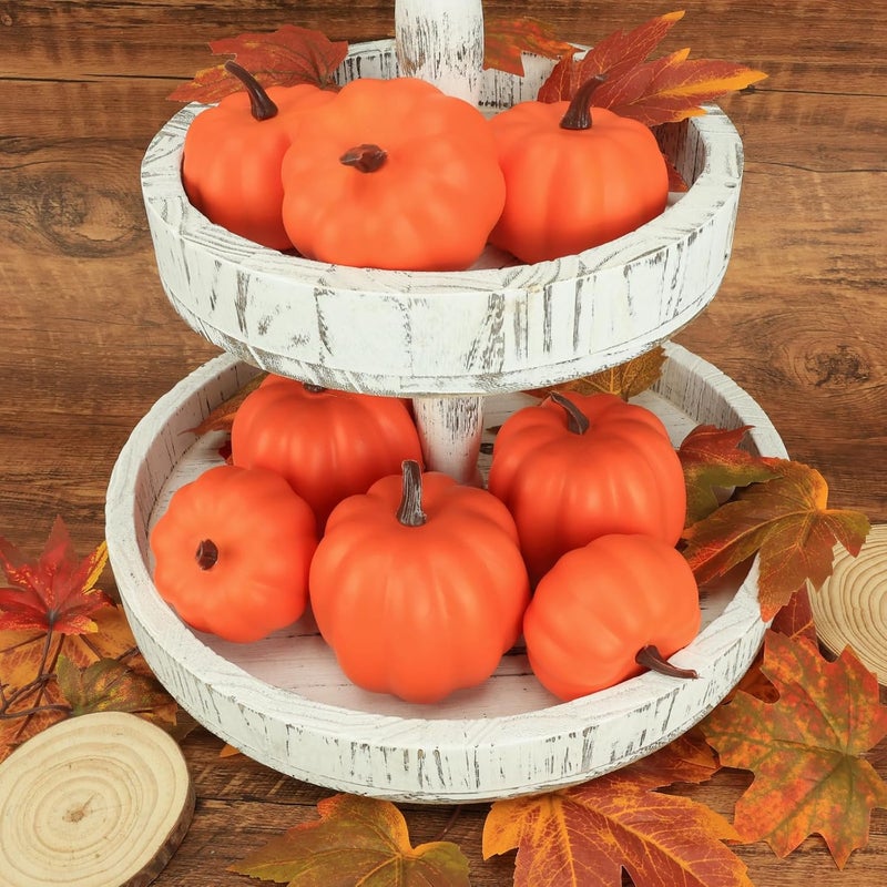 Ghrdopy Fake Pumpkins, 8 Pcs Orange Artificial Pumpkins, Plastic Pumpkins for Thanksgiving Party Table Centerpiece Autumn Home Decoration-A - Image 4