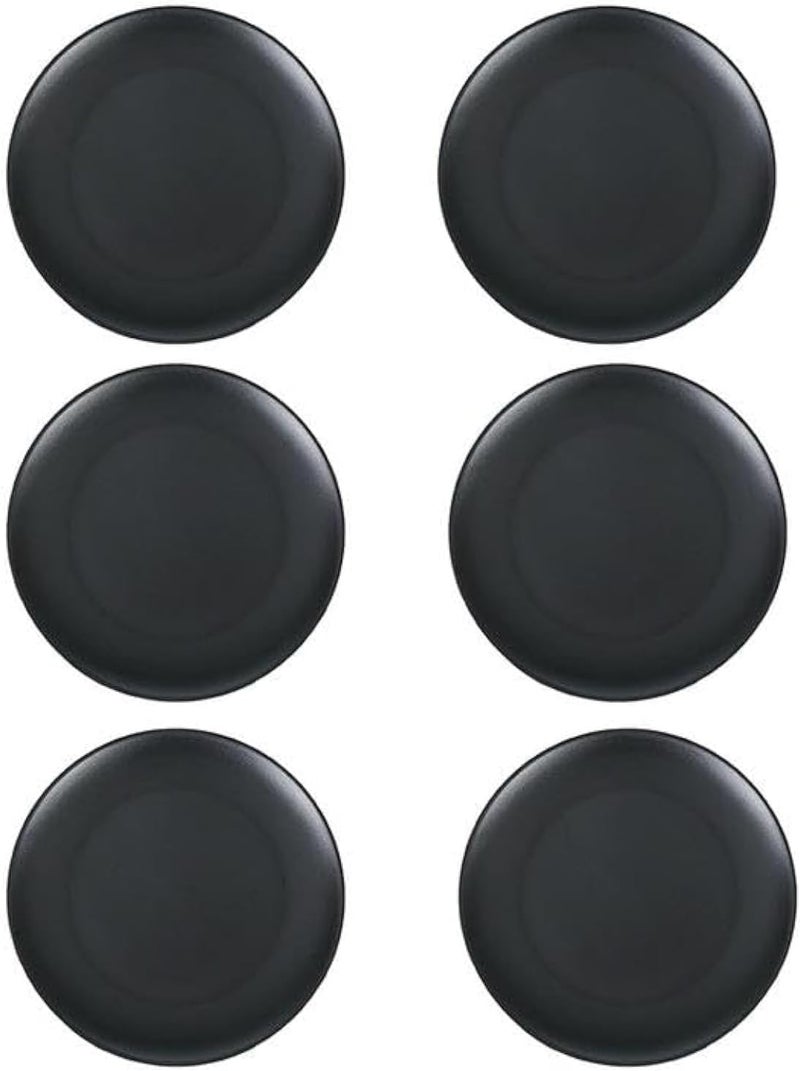 MBBITL 6 Pack Melamine Plates Dessert Salad Plate Snacks Appetizer 6 Black Round Dinnerware Plates - Image 1
