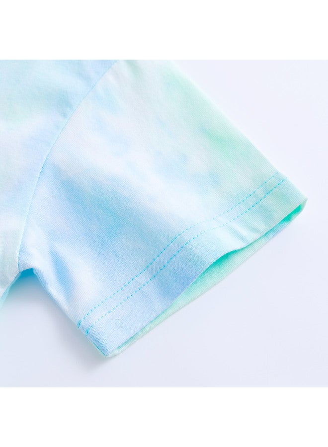 Badibadi Comfortable And Breathable】 Boys' Two-piece Set 2025 Summer Mid-to-large Kids Tie-dye Short-sleeve T-shirt Outfit - Image 5