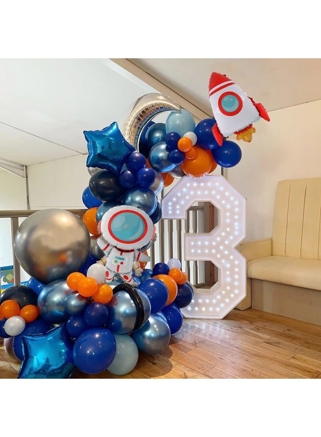 UAEYW Outer Space Birthday Party Decorations 146Pcs Astronaut Balloon Arch Garland Kit, UFO Rocket Astronaut Foil Balloons, Navy Blue Metallic Silver Blue Balloons for Kids Boys Space Theme Party Decor - Image 4
