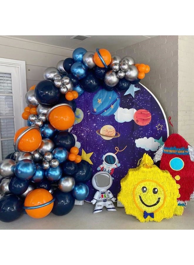 UAEYW Outer Space Birthday Party Decorations 146Pcs Astronaut Balloon Arch Garland Kit, UFO Rocket Astronaut Foil Balloons, Navy Blue Metallic Silver Blue Balloons for Kids Boys Space Theme Party Decor - Image 3