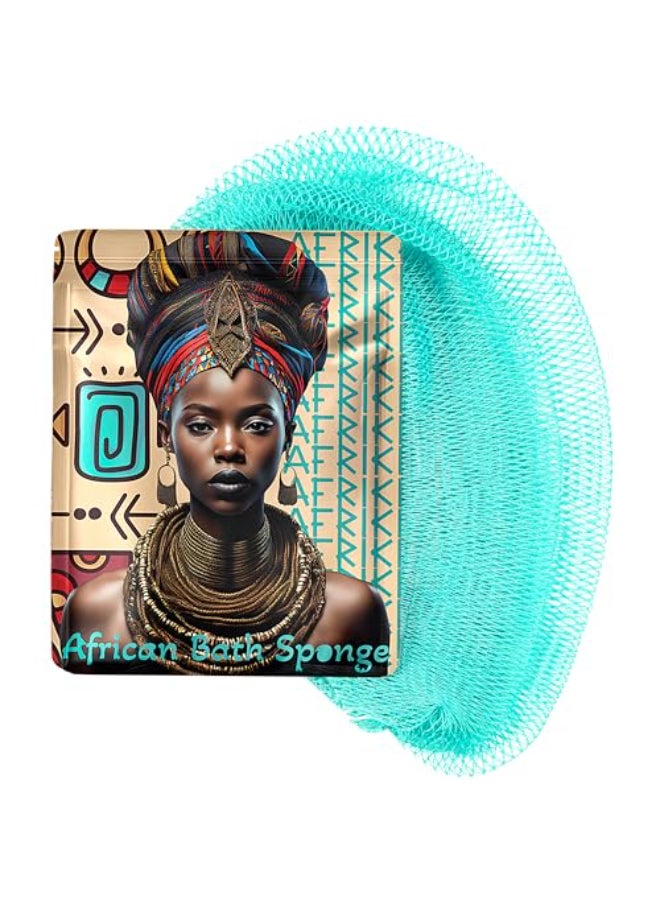 AFRIKI African Net Sponge Exfoliating Body Scrubber Black Owned Rooted in Africa All Skin Types 45 in Long Turquoise - Image 1