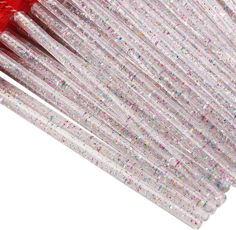 BTYMS 100 Pieces Disposable Mascara Wands Lash Spoolies Eyelash Brush Brow Spoolies Eyebrow Brush for Eyelash Extensions - Red - Image 3
