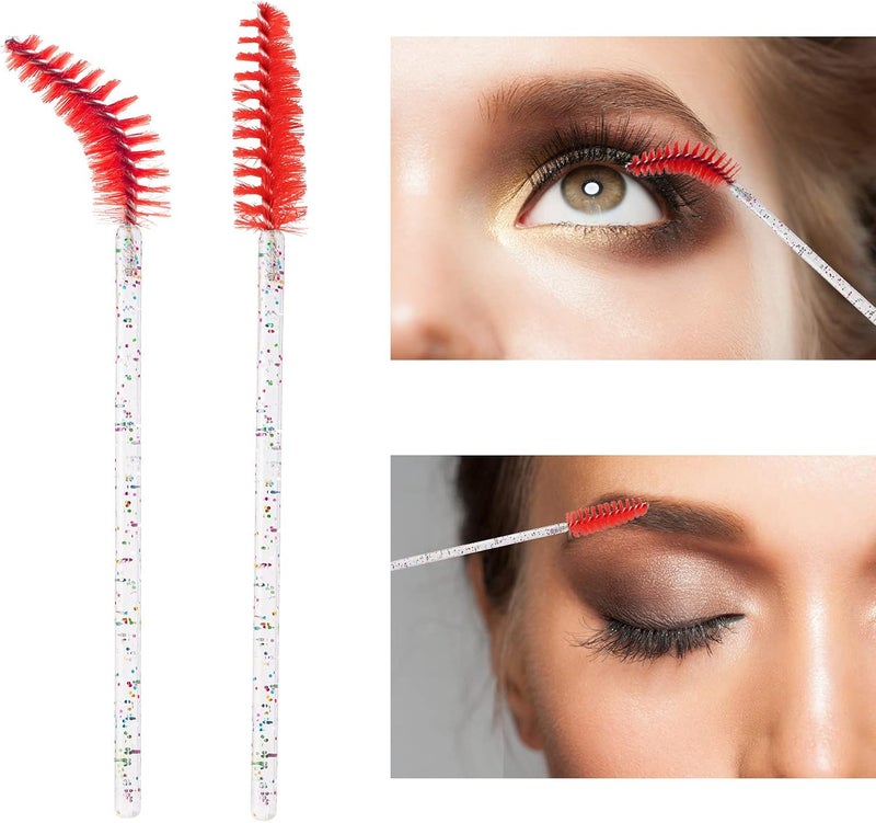 BTYMS 100 Pieces Disposable Mascara Wands Lash Spoolies Eyelash Brush Brow Spoolies Eyebrow Brush for Eyelash Extensions - Red - Image 4