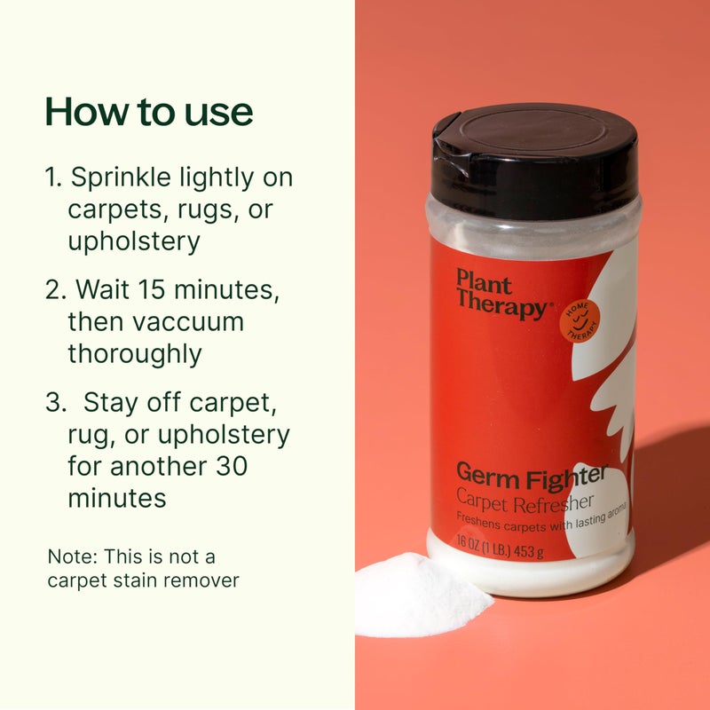 Plant Therapy Germ Fighter Carpet Refresher 16 oz Natural Ingredients  Neutralizes Odors  Naturally scented with essential oils  Made without Phthalates  Dyes  Sulfates  Bleach  Synthetic Fragrances - Image 2