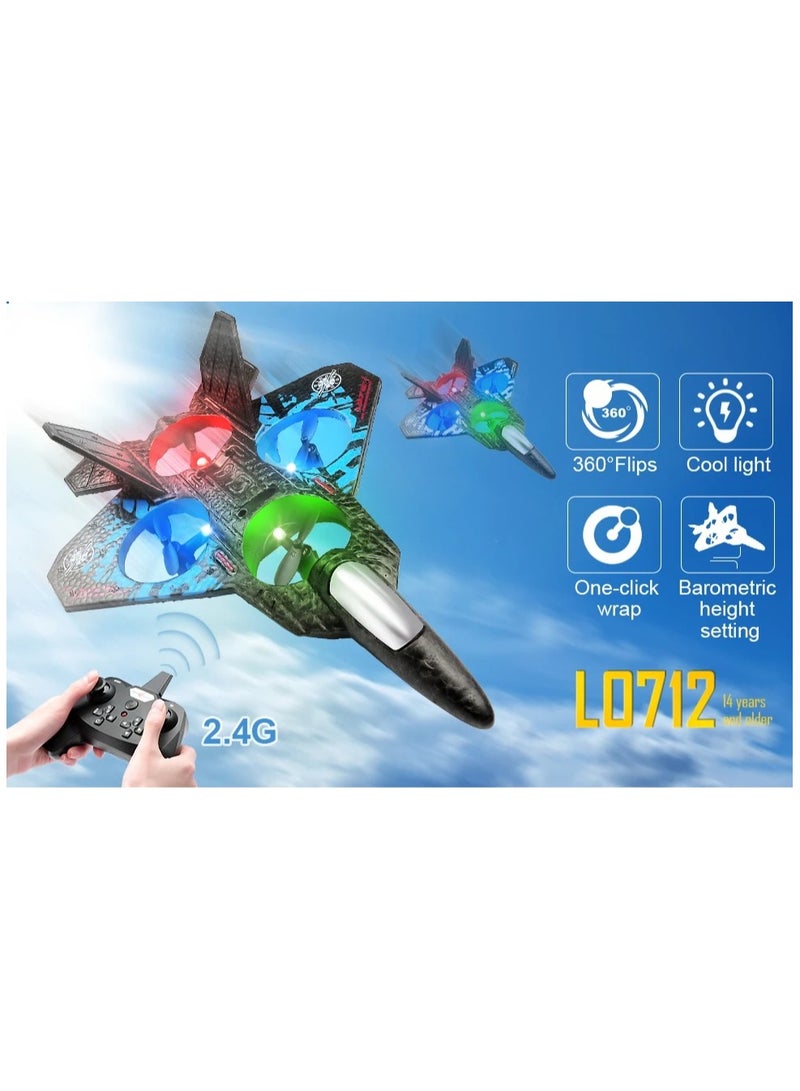 L0712 RC Fighter Jet Drone – 2.4GHz, Auto‑Hover & 360° Flip, LED Lights, USB Rechargeable  - Image 5