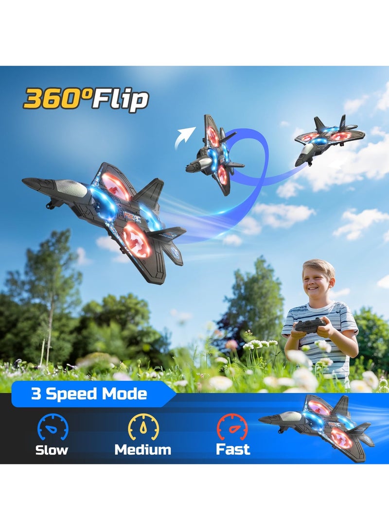 لعبة طائرة L0712 تعمل بالتحكم عن بُعد - طائرة مقاتلة - ٢.٤ جيجاهرتز، تحليق تلقائي وانعكاس بزاوية ٣٦٠ درجة، أضواء ملونة، وشحن USB | مثالية للمبتدئين والأطفال والكبار - Image 2