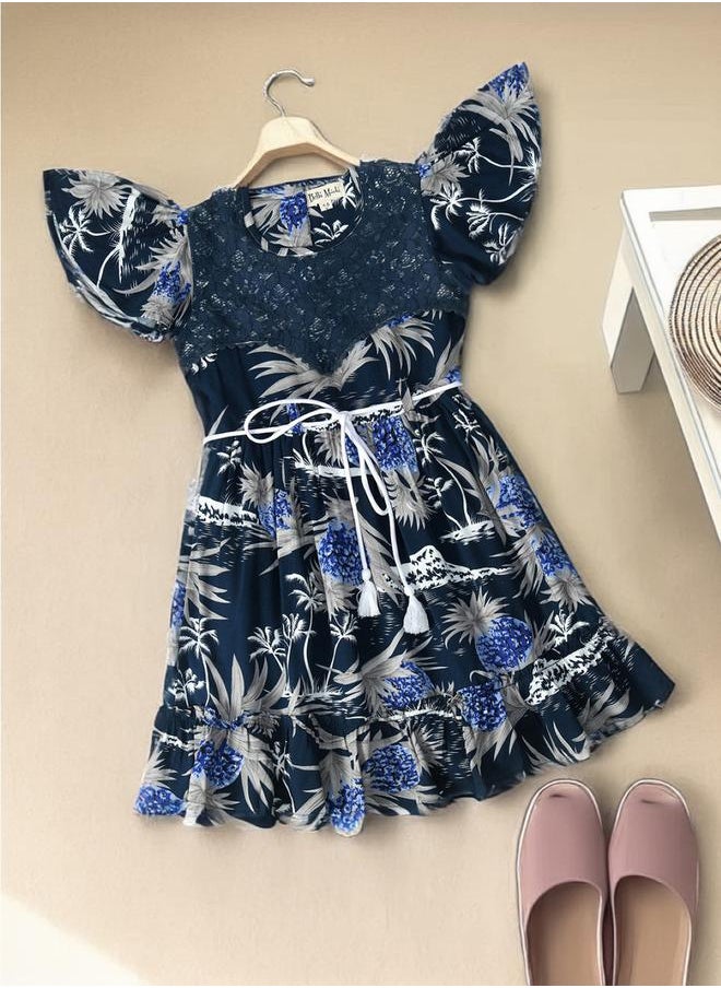BELLA MODA - All-Over Print Lace Detail Dress by Styli - Image 1