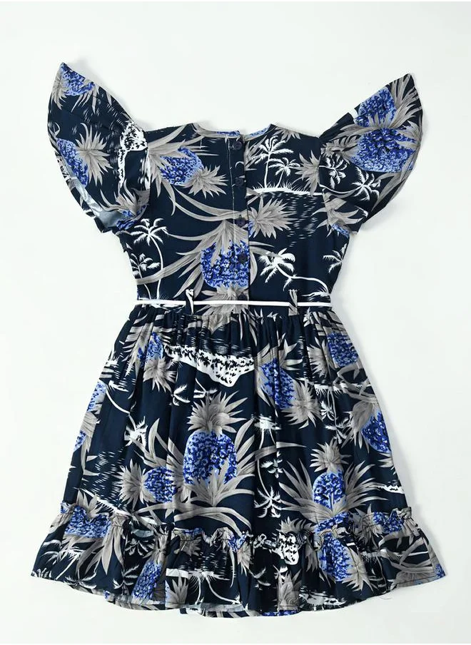 BELLA MODA All-Over Print Lace Detail Dress