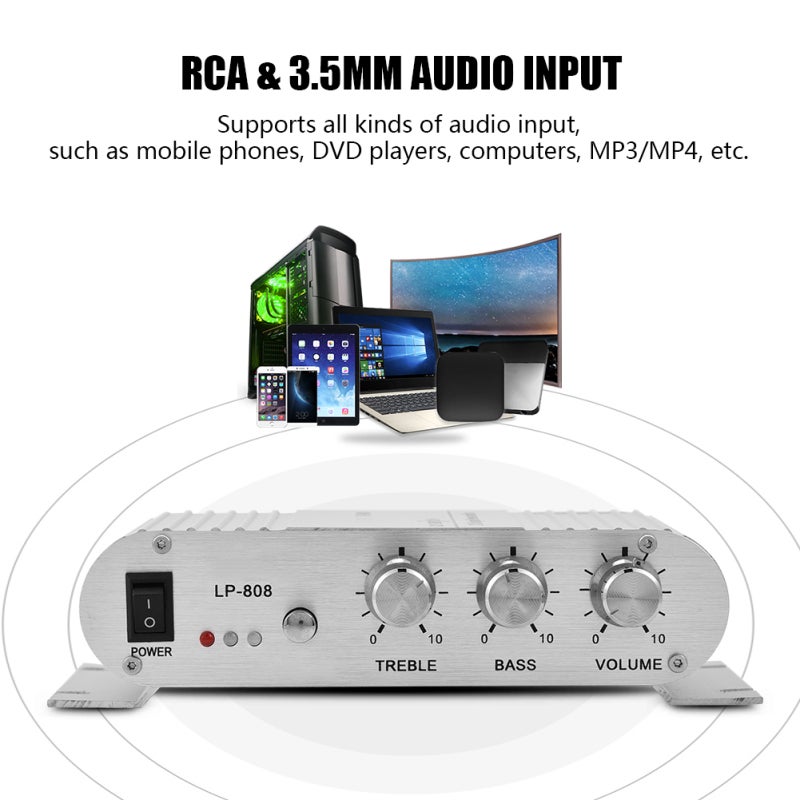 Mini Stereo Amplifier 20Wx2 RMS All Aluminum Alloy Shell - High-Power Audio Chip RCA 3.5mm Audio Input Car Amplifier for Vehicle Home - Image 2