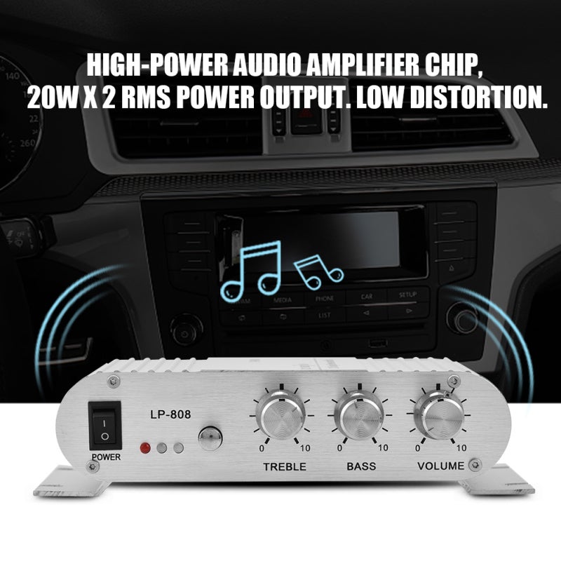 Mini Stereo Amplifier 20Wx2 RMS All Aluminum Alloy Shell - High-Power Audio Chip RCA 3.5mm Audio Input Car Amplifier for Vehicle Home - Image 3
