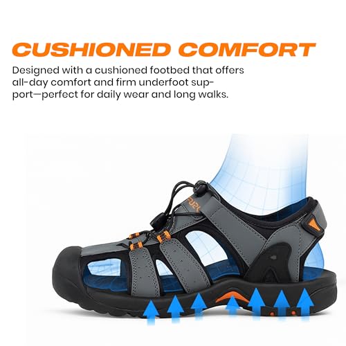 FUEL Soldier-02 Flexible Fisherman Sandals for Men in Comfortable & Breathable Casual Sandals in Protective Bump Toe with Anti-Skid Outdoor & Sports Footwear (Grey,6UK) - Image 3