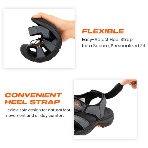 FUEL Soldier-02 Flexible Fisherman Sandals for Men in Comfortable & Breathable Casual Sandals in Protective Bump Toe with Anti-Skid Outdoor & Sports Footwear (Grey,6UK) - Image 4