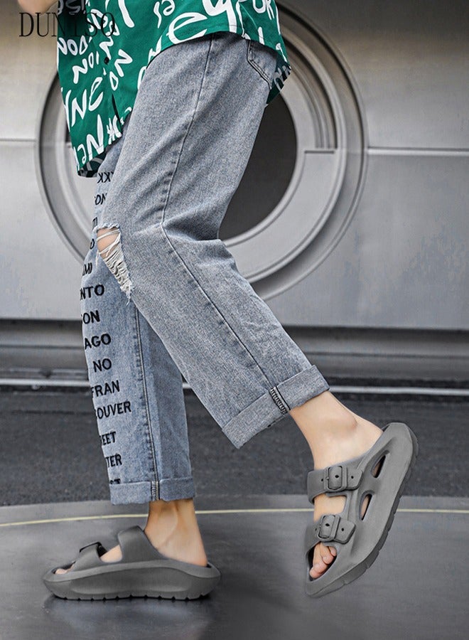 DUNISO Men's slippers Summer Sandals Lightweight Slide Sandal with Non-slip Soles Thick Sole Beach Slipper Breathable Slip-on Sandal House Flat Slipper for Indoor and Outdoor - Image 2