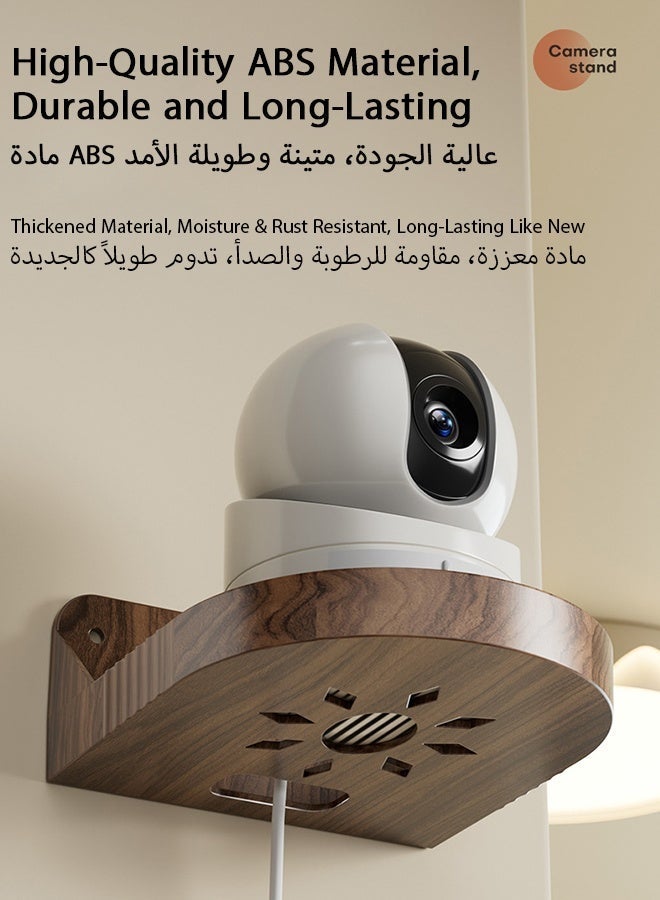 العلامة التجارية: جيسودا رف جداري عائم بلون حبيبات الخشب للكاميرات الأمنية وأجهزة مراقبة الأطفال ومكبرات الصوت، مصنوع من مادة ABS مع منفذ كابل واسع، خيارات تثبيت بدون حفر أو مع الحفر - Image 4