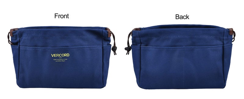 Vercord Canvas Handbag Organizers, Sturdy Purse Insert Organizer Bag in Bag, 10 Pockets Navy Blue Small - Image 4