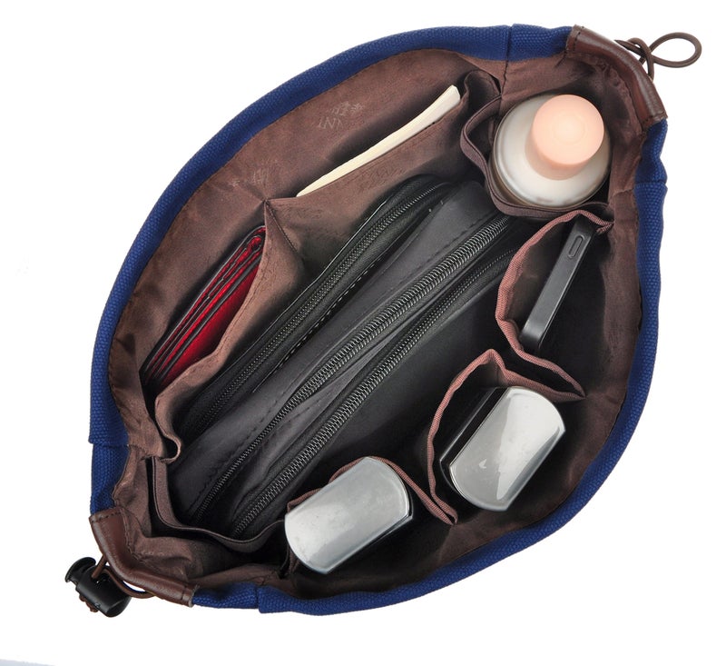 Vercord Canvas Handbag Organizers, Sturdy Purse Insert Organizer Bag in Bag, 10 Pockets Navy Blue Small - Image 5