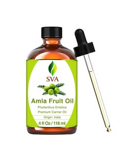 SVA Organics SVA Amla Oil 4oz (118ml) Premium Carrier Oil With Dropper For Hair Care, Hair Oiling, Scalp Massage, & Skin Care 