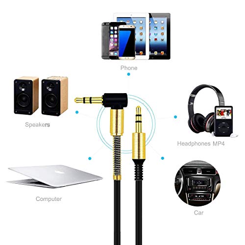 JacobsParts 3.5mm AUX Cable Car Stereo Audio Auxiliary Headphone Jack Cord Right Angle Male to Male, 3ft (Blue) - Image 4