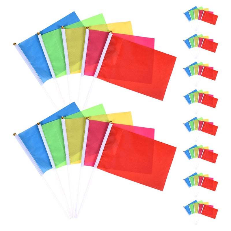 100 pcs Handheld Flags for Boating Safety and Tubing Fun Small Hand Held Flags with Bright Colors Wear-resistant and Convenient for Waving at Parades - Image 5