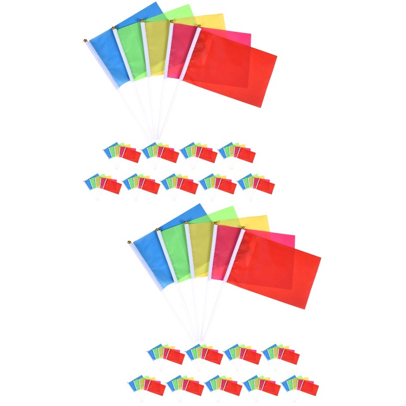 100 pcs Handheld Flags for Boating Safety and Tubing Fun Small Hand Held Flags with Bright Colors Wear-resistant and Convenient for Waving at Parades - Image 1