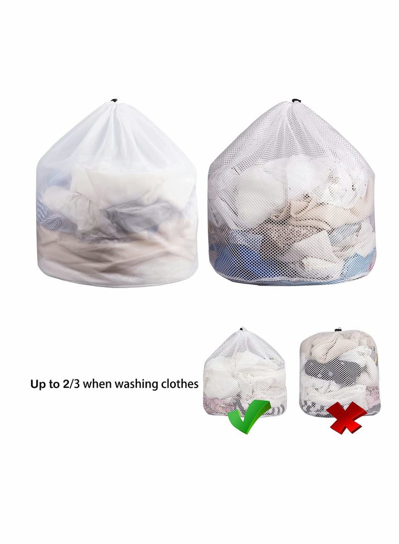 Set of 2 Large Laundry Bags,  31" x 24" Mesh Laundry Bags with Drawstring, Durable Wash Bag for Delicates, Garment Laundry Mesh Bag for Family, College Dorm, Apartment (Coarse Net + Fine Mesh) - Image 2