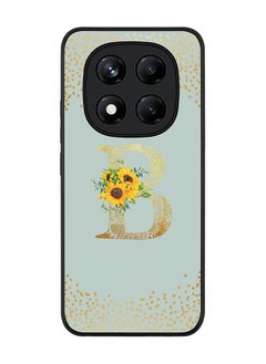 Stylizedd For Xiaomi Redmi Note 14 Pro 4G 4G Case,Slim fit Camera Protection, Shockproof Thin Phone cover  - Custom Floral Monogram - B  (Light Grey )  - Image 1